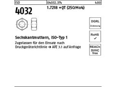 50 x Sechskantmuttern ISO 4032 1.7218 +QT M20 DGRL (blank/schwarz)