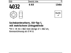 50 x Sechskantmuttern ISO 4032 6 Au M14 -LH (blank/schwarz)