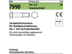 50 x Sechskantschrauben DIN 7990 +Mutter 4.6/CE M12x90 feuerverzinkt