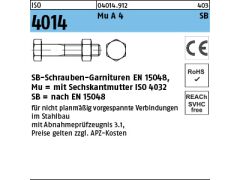 50 x Sechskantschrauben ISO 4014 CE +Mutter M12 x 60 Edelstahl A4-70