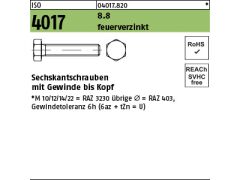 50 x Sechskantschrauben ISO 4017 8.8 M16 x 60 feuerverzinkt