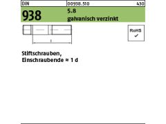 50 x Stiftschrauben DIN 938 5.8 M16 x 35 verzinkt