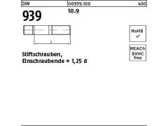 50 x Stiftschrauben DIN 939 10.9 M10 x 25 (blank/schwarz)