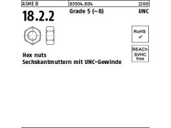 50 x Zoll Sechskantmutter Kl.5, 9/16 UNC (blank/schwarz)