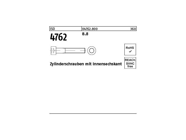 100 Stück m.I.-6kt ISO 4762 8.8 M 12 x 35 Inhalt Zylinderschr 