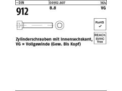 50 x Zylinderschrauben DIN 912 8.8 M12 x 80 Vollgewinde (blank/schwarz)