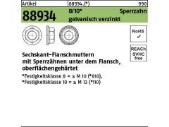 500 x Sechskantmuttern mit Flansch und Sperrverzahnung Kl.8 M5 verzinkt