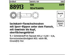 500 x 6kt.-Flanschschrauben Ripp-Schrauben Kl. 100 M6 x 10 Zinklammellen