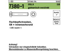 500 x Flachkopfschrauben ISO 7380-1, 10.9 M6x25 - T(ISR) verzinkt, getempert
