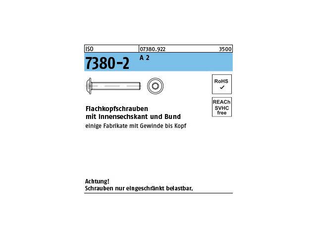 Flachkopfschrauben mit Innensechskant und Bund ISO 7380-2 Edelstahl A2 