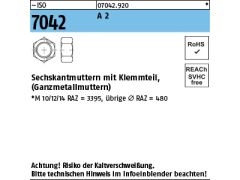 500 x Ganzmetallmutter ISO 7042 M10 (ISO 4032) Edelstahl A2