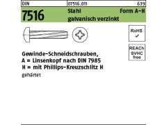 500 x Gew-Schneidschr. DIN 7516 Linsenkopf M6x12 - H verzinkt