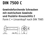 500 x Gewindef. Schr. DIN 7500 gehärtet C Linsenkopf M5x35 - Z verzinkt