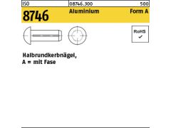 500 x Halbrundkerbnägel ISO 8746 Aluminium 3x8