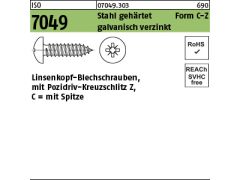 500 x Linsen-Blechschr. ISO 7049 Form C-Spitze Z 5,5 x 16 verzinkt