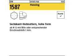 500 x Sechskant-Hutmuttern DIN 1587 Messing M6