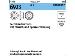 500 x Sechskantmu. m.Flansch DIN 6923 M4 mit Sperrverzahnung Edelstahl A4