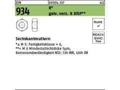 500 x Sechskantmuttern DIN 934 Kl.8 M12 DiSP (Dickschichtpass.)
