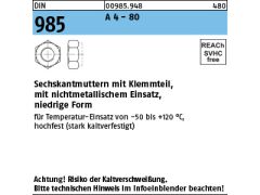 500 x Sechskantmuttern DIN 985 A 4-80 M10 A 4 (blank/schwarz)