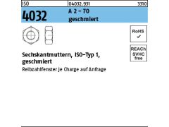 500 x Sechskantmuttern ISO 4032 M8 geschmiert Edelstahl A2