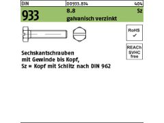 500 x Sechskantschrauben DIN 933 8.8 M4 x 12 verzinkt mit Schlitz