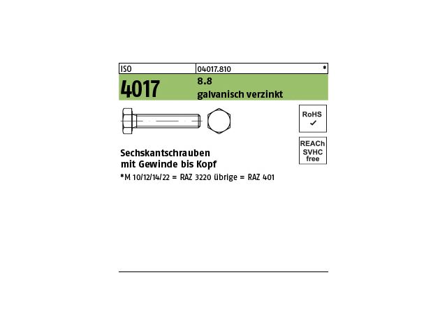 500 x Sechskantschrauben ISO 4017 8.8 M7 x 12 verzinkt - Pegnitz