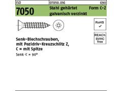 500 x Senk-Blechschr. ISO 7050 Form C-Spitze Z 3,9 x 32 verzinkt