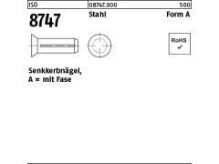 500 x Senkkerbnägel ISO 8747 Stahl 4x15 (blank/schwarz)