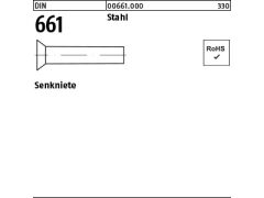 500 x Senkniete DIN 661 Stahl 5 x 25 (blank/schwarz)