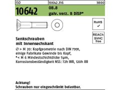 500 x Senkschrauben ISO 10642 08.8 M5x12 DiSP (Dickschichtpass.)