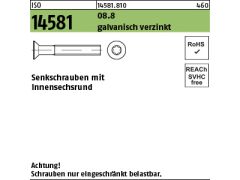 500 x Senkschrauben ISO 14581 8.8 M6x16 -T30 verzinkt