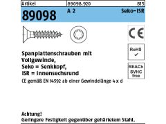 500 x Spanplattenschrauben Senkkopf CE 4,5 x 40 -T20 VG Edelstahl A2