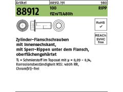500 x Zyl.-Flanschschrauben Innen-6-kt. Sperr-Rippen Kl.100 M6 x 20 Zinklammellen