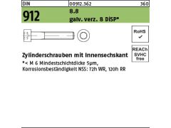 500 x Zylinderschrauben DIN 912 8.8 M3 x 6 DiSP (Dickschichtpass.)