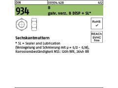 100 x Sechskantmutter DIN 934 Kl.8 M14 galv. verzinkt + Schmierung SL