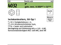 1000 x ISO 4032 8 M6 verzinkt Dickschicht+SL