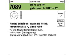 500 x ISO 7089 Stahl 14 (15 x 28 x 2,5) 200 HV, verzinkt Dickschicht+SL