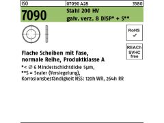 200 x ISO 7090 Stahl 20 (21 x 37 x 3 ) 200 HV, verzinkt Dickschicht+SL