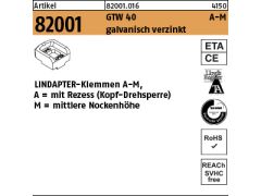 1 x LINDAPTER GT 40 Klemmen A- M, M10 galv. verzinkt, mittel