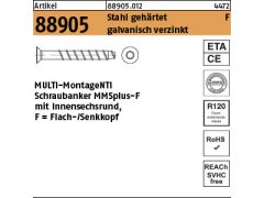 25 x MULTI-MONTI Betonschrauben F=Senkkopf 12 x 100/ 10/ 25 T50 verzinkt