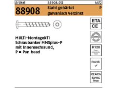 100 x MULTI-MONTI Betonschrauben P=Pan Head 6 x 50/ 5/15 T30 verzinkt