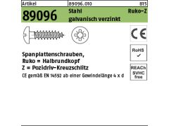 500 Stück Spanplattenschrauben Halbrundkopf CE  4 x 60 -Z galvanisch verzinkt