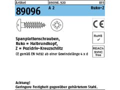 1000 Stück Spanplattenschrauben Halbrundkopf CE Edelstahl A2 4 x 30 -Z
