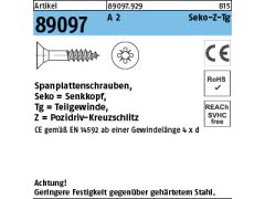 500 Stück Spanplattenschrauben Senkkopf CE Edelstahl A2 5 x 80 -Z Teilgewinde Edelstahl A2