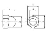 25 x Sechskant-Hutmuttern, hohe Form mit Feingewinde DIN 1587 A4 M 20X2