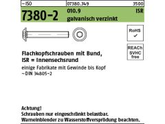 200 x Flachkopfschrauben mit Bund ISO 7380-2 Kl.10.9 M 8x12 -T40 verzinkt, getempert
