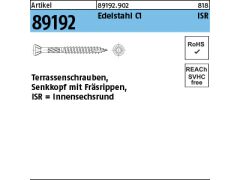 200 x Terrassenschr. Senkkopf, Fräsrippen, Schaftfräser 5 x 40/26 - T25 Edelstahl C1