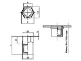 250 x Blindnietmuttern Edelstahl A4 / Teilsechskant / geschlossen / kleiner Senkkopf / M4x16.5 / 0.5 - 3.0 mm