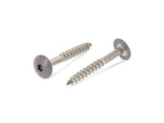 100 x Trespo / Fassaden Flachrundkopf-Holzschrauben Edelstahl A2 - 4,8X50 TX20 - RAL 7037 Staubgrau
