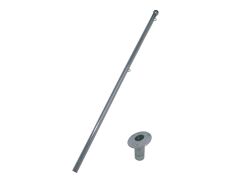 Flaggenstock mit Halter 15°, versenkt Edelstahl A2 970x25mm, magnetisch